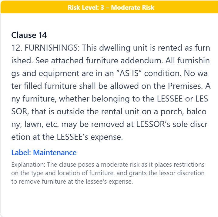 Lease clause breakdown example