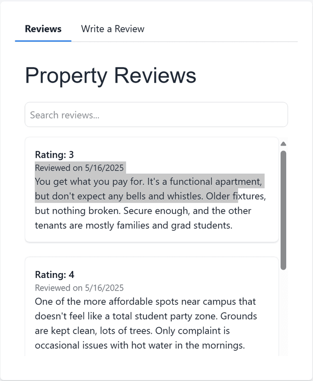 Property review page